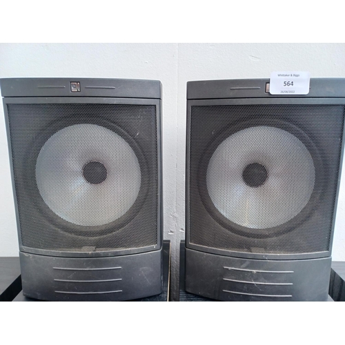 564 - Three pairs of speakers, one Mission DM7 two way 8Ω, one KEF Audio Ltd Q85S 8Ω and one Bowers & Wilk... 