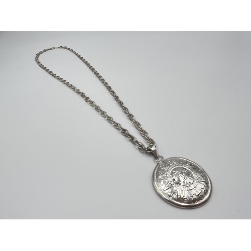 1059 - A .925 Mexican silver Aztec pendant necklace, stamped TM-26 - approx. gross weight 38.78 grams and 3... 