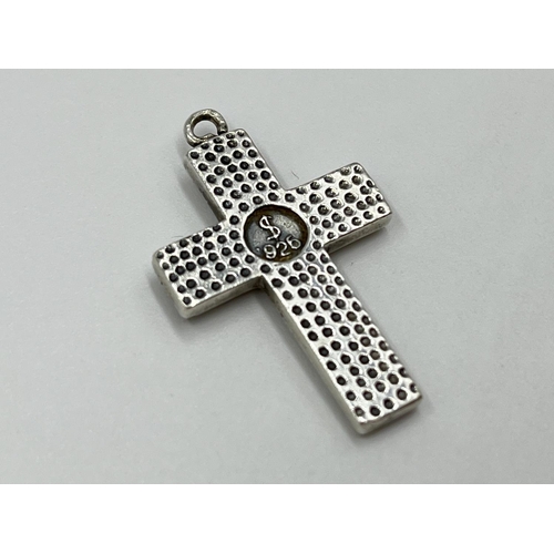 1060 - Four pieces of .925 silver comprising cross pendant stamped '$ 925' to reverse, hallmarked Birmingha... 