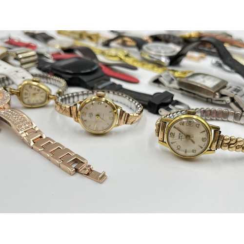 1152 - A collection of assorted men's and women's wristwatches to include Rotary, Ingersoll, Olivia, Timex ... 