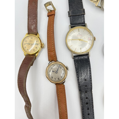 1153 - Eight vintage men's and women's wristwatches to include Amida Calendar 17 Jewels, Trafalgar 17 Jewel... 