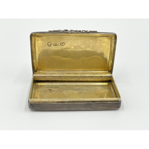 1200 - A Victorian Francis Clark hallmarked Birmingham silver snuff box with engraved acanthus leaf design ... 