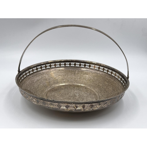 1203 - A mid 20th century Tiffany & Co sterling silver handled pierced basket - approx. gross weight 456 gr... 