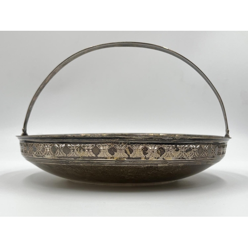 1203 - A mid 20th century Tiffany & Co sterling silver handled pierced basket - approx. gross weight 456 gr... 