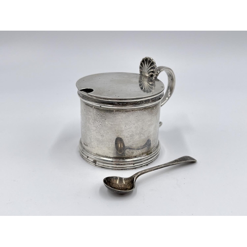 1218 - A Docker & Burn Ltd. George V hallmarked Birmingham silver mustard pot - dated 1926 with later added... 