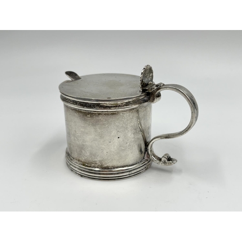 1218 - A Docker & Burn Ltd. George V hallmarked Birmingham silver mustard pot - dated 1926 with later added... 