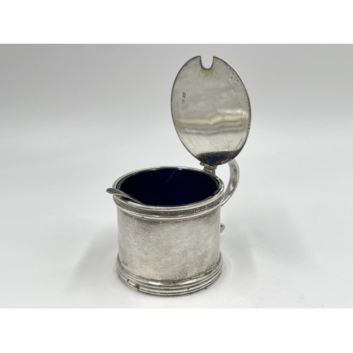 1218 - A Docker & Burn Ltd. George V hallmarked Birmingham silver mustard pot - dated 1926 with later added... 