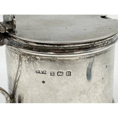 1218 - A Docker & Burn Ltd. George V hallmarked Birmingham silver mustard pot - dated 1926 with later added... 