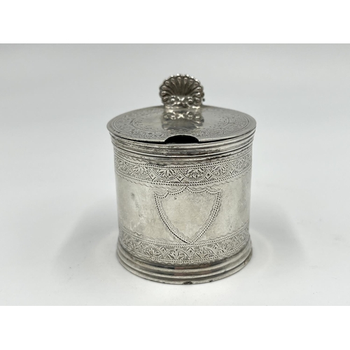 1221 - A Charles Stuart Harris Victorian hallmarked London silver mustard pot with blue glass liner, dated ... 