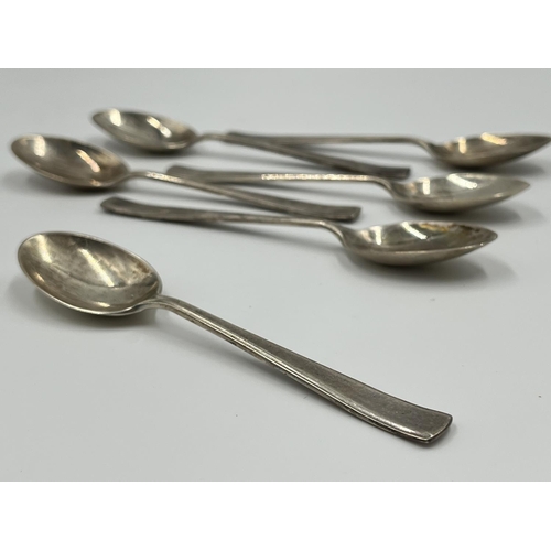 1223 - A G.W. Shirtcliffe & Son cased set of six George VI hallmarked Sheffield silver teaspoons, dated 194... 