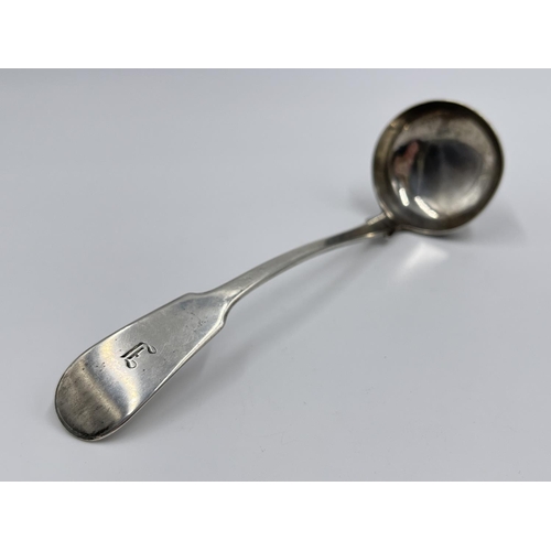 1228 - A John Blackwood Caw Victorian hallmarked Edinburgh silver sauce ladle, dated 1838 - approx. gross w... 