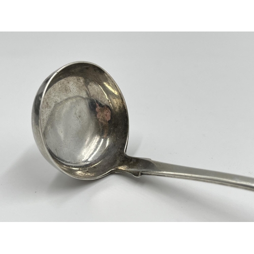 1228 - A John Blackwood Caw Victorian hallmarked Edinburgh silver sauce ladle, dated 1838 - approx. gross w... 