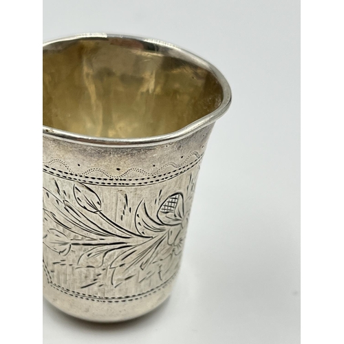 1233 - A 19th century Russian 84 zolotniki silver vodka cup - approx. gross weight 28 grams and approx. 5cm... 