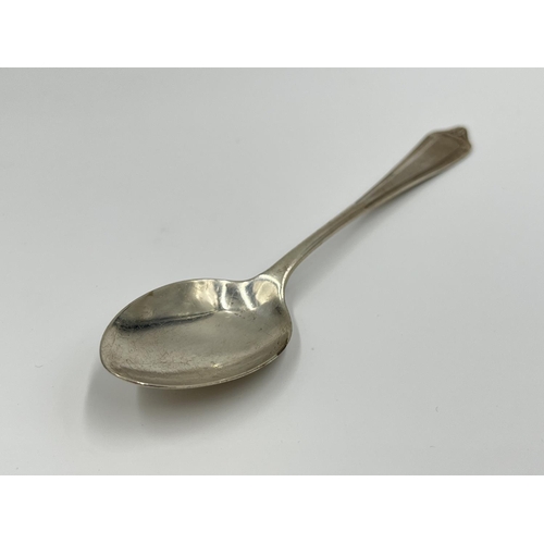 1239 - A boxed Broadway & Co hallmarked Birmingham silver christening bowl and spoon set, dated 1949 - appr... 