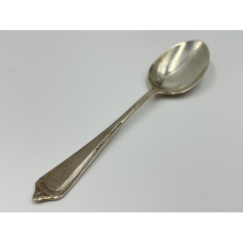 1239 - A boxed Broadway & Co hallmarked Birmingham silver christening bowl and spoon set, dated 1949 - appr... 