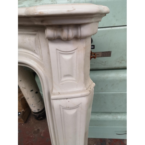 650 - A Victorian style resin mantlepiece - approx. 103cm high x 120cm wide x 16.5cm deep