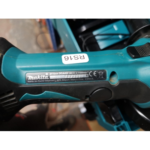 679 - Two cased Makita cordless grinding wheels with two batteries and charger