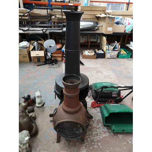 708 - Two chimeneas - largest approx. 129cm high