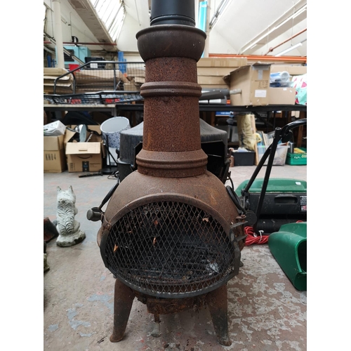 708 - Two chimeneas - largest approx. 129cm high