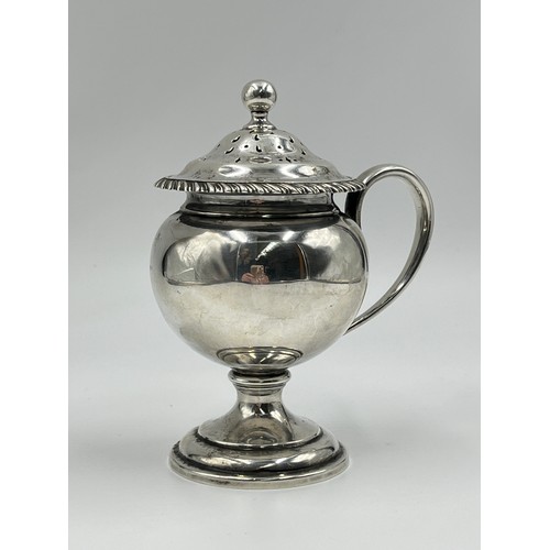 1208 - A George V Horace Woodward & Co. Ltd. hallmarked London silver pedestal pounce pot, dated 1914 - app... 