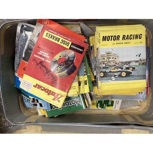 744 - A Foxcroft by Antler suitcase containing a collection 1960s motor racing and motor rally magazines, ... 