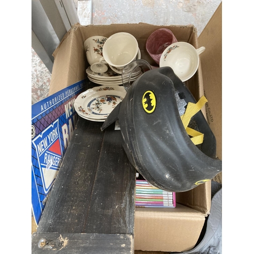 755 - A collection of items to include brown glass demijohn, ceramics, Workzone insulation wrap, boxed rad... 