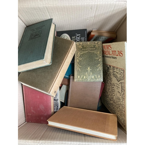 773 - Six boxes containing books and board games; books to include The Lord of the Rings 1971 hardback edi... 