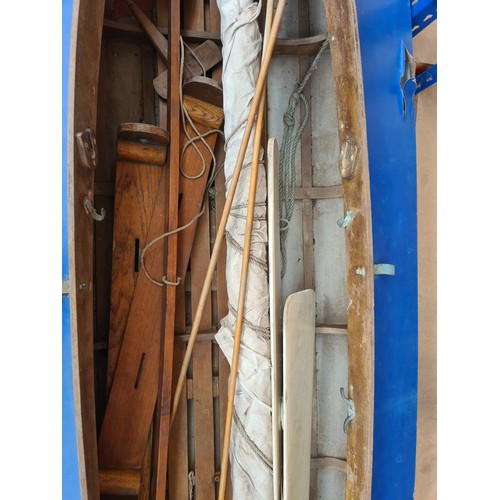 643A - A Hammer Faltboot Robinson 500 wooden and canvas kayak with sail and oars - approx. 447cm long