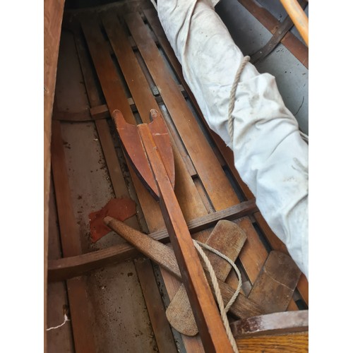 643A - A Hammer Faltboot Robinson 500 wooden and canvas kayak with sail and oars - approx. 447cm long