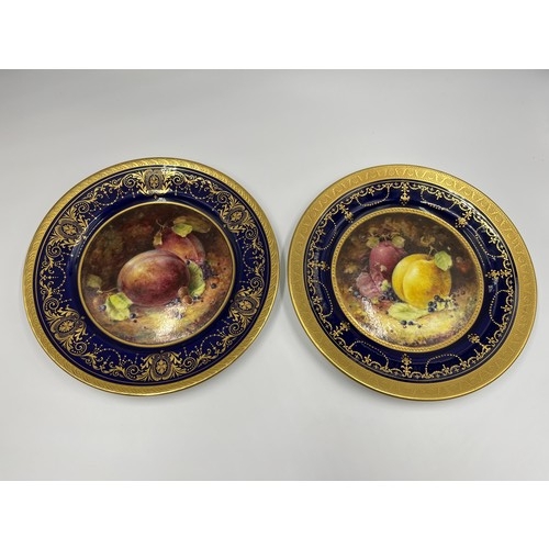 13A - Two Aynsley hand painted Ripe Fruit scene plates signed T.G Abbotts, one Georgian Cobalt 7348 and on... 