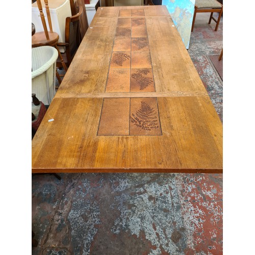 382 - A Danish 'AM' teak and tiled top rectangular dining table and six matching chairs - approx. 73cm hig... 