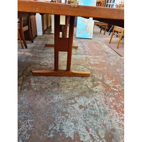 382 - A Danish 'AM' teak and tiled top rectangular dining table and six matching chairs - approx. 73cm hig... 