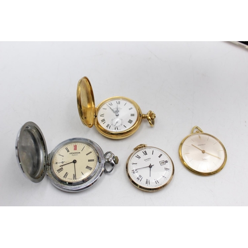 Four assorted hand wind pocket watches, two Sekonda, one Swiss Emperor