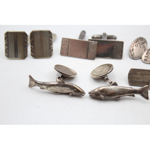 1186 - A collection of vintage .925 sterling silver cufflinks - approx. gross weight 54 grams