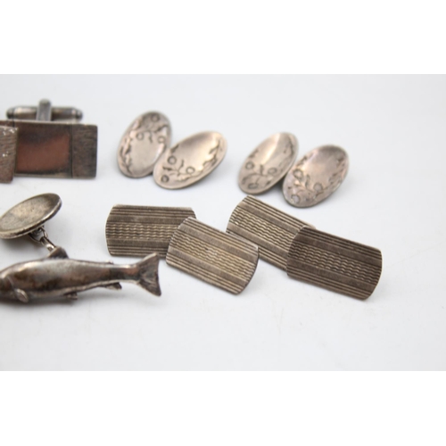 1186 - A collection of vintage .925 sterling silver cufflinks - approx. gross weight 54 grams