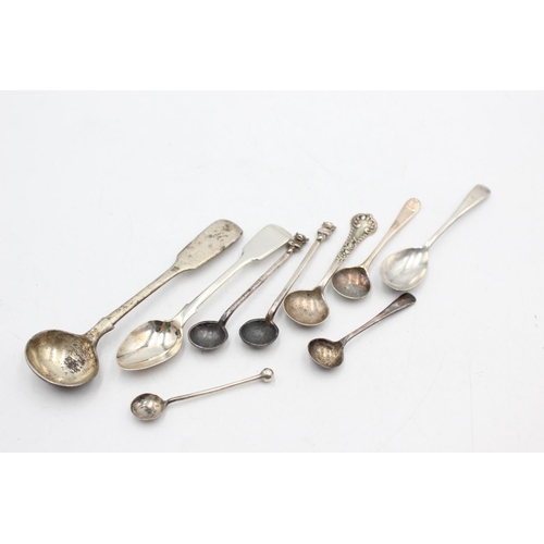 1187 - Nine antique hallmarked .925 sterling silver condiment spoons - approx. gross weight 57 grams