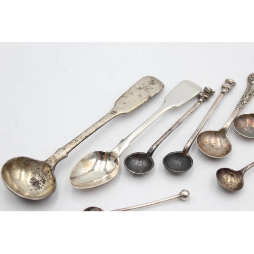 1187 - Nine antique hallmarked .925 sterling silver condiment spoons - approx. gross weight 57 grams