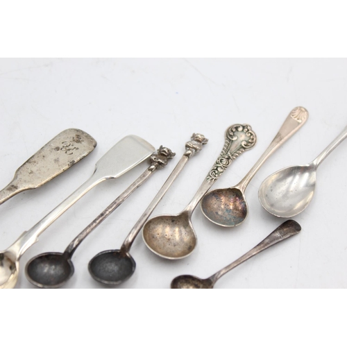 1187 - Nine antique hallmarked .925 sterling silver condiment spoons - approx. gross weight 57 grams