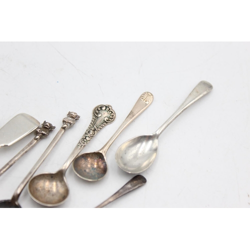 1187 - Nine antique hallmarked .925 sterling silver condiment spoons - approx. gross weight 57 grams