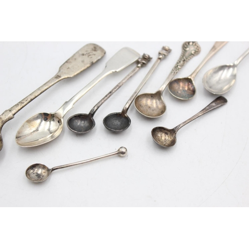 1187 - Nine antique hallmarked .925 sterling silver condiment spoons - approx. gross weight 57 grams