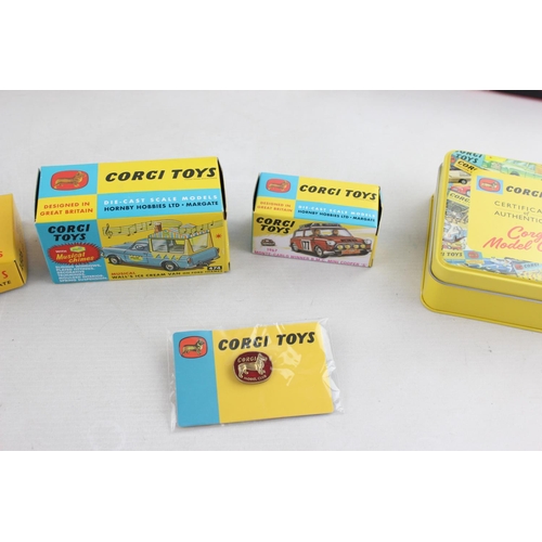 184 - Six boxed Corgi diecast models to include Monte Carlo BMC Mini, Nine Double Nine 07707 etc.