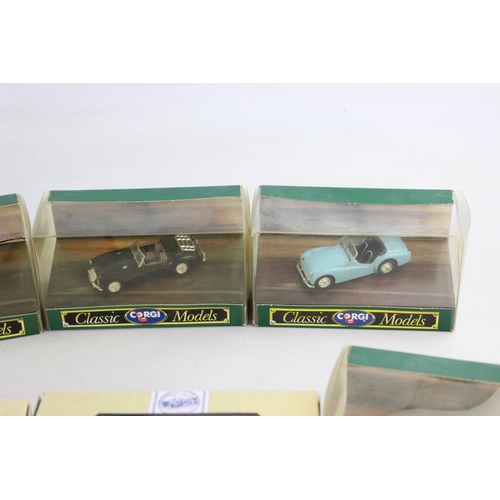 186 - Eight boxed Corgi diecast models to include Austin Healey 3000, Birds Morris 1000 van etc.