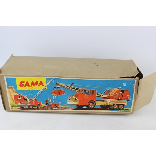 188 - A vintage boxed Gama tinplate model 240/241 crane excavator