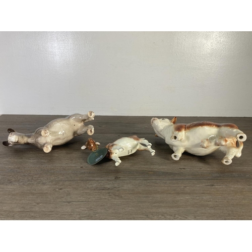 80 - Nine ceramic animal figurines to include Coopercraft bull, Sylvac 3142 Yorkshire Terrier, Melba Ware... 