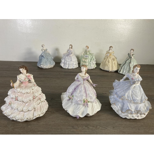 84 - Nine Royal Worcester Debutantes limited edition of 15,000 miniature fine bone china figurines with c... 