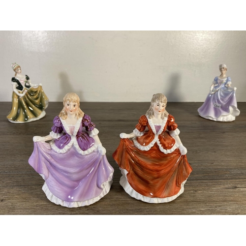 90 - Six ceramic miniature lady figurines, four The Leonardo Collection and two Royal Worcester Debutante... 