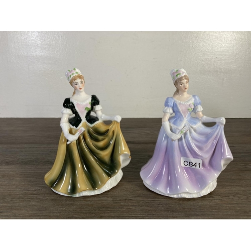 90 - Six ceramic miniature lady figurines, four The Leonardo Collection and two Royal Worcester Debutante... 