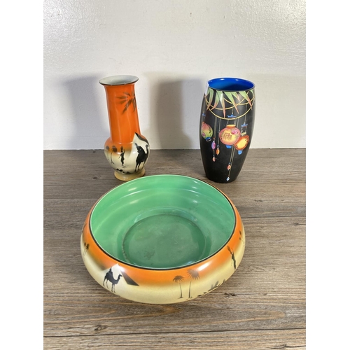 95 - Three pieces of Art Deco pottery, Coronet Ware 