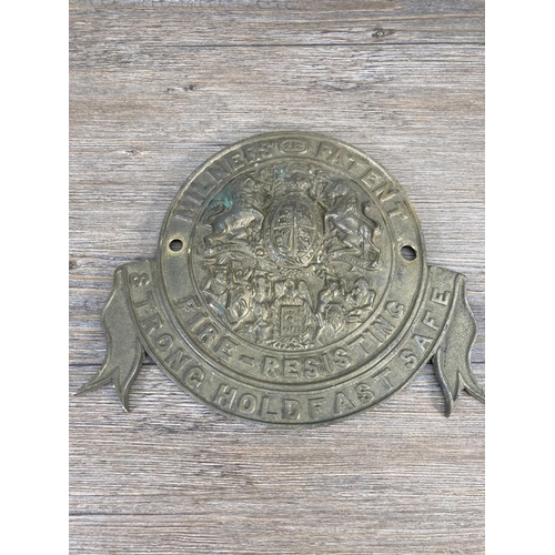 116 - Six 19th century safe plaques - largest approx. 22cm wide x 17cm high