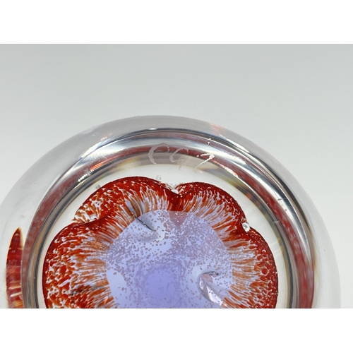 1 - Five studio glass paperweights to include Caithness Pixie, Caithness second quality, Millefiori etc.